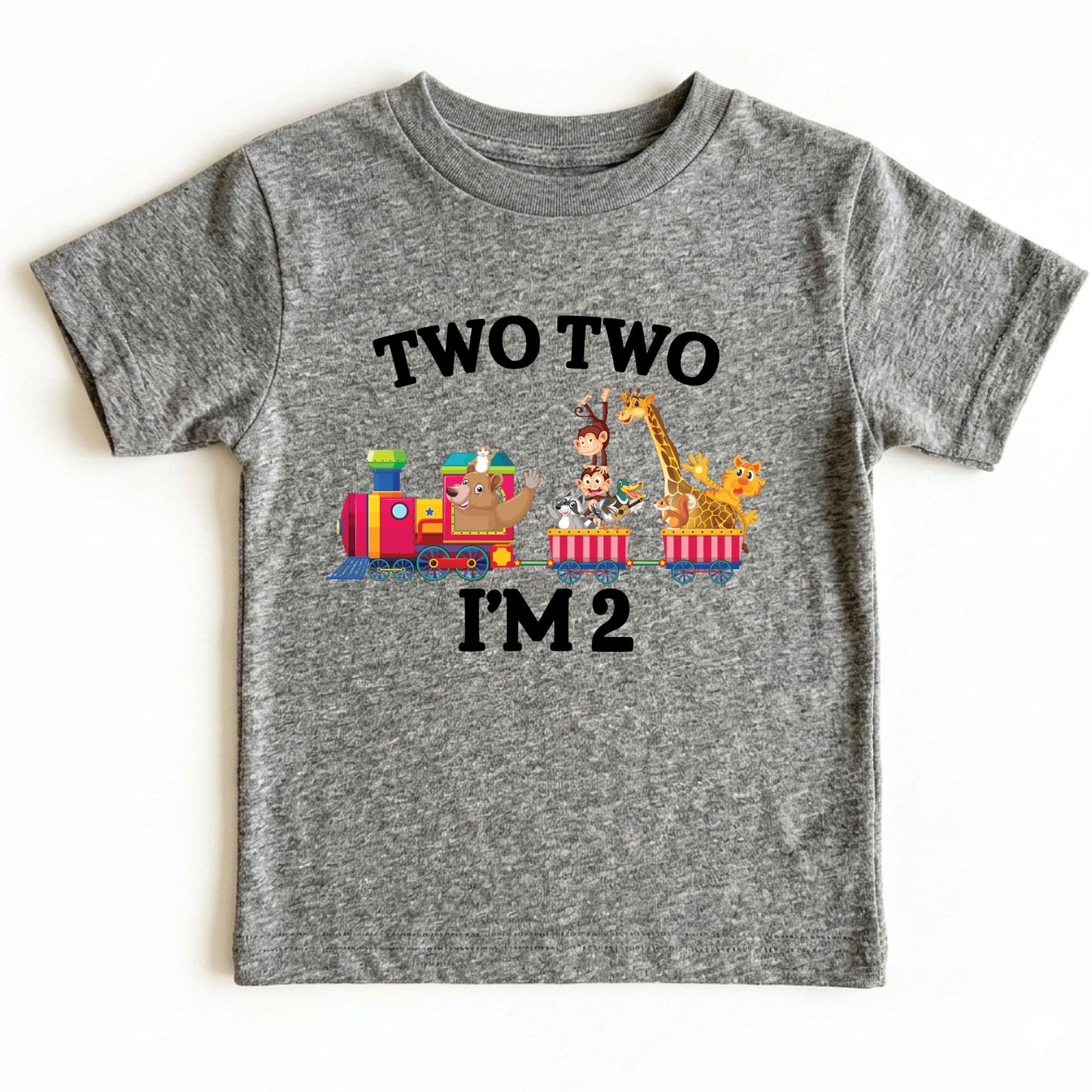2nd Birthday Shirt Safari Animal Train Birthday Toddler Tee Zoo Animals Childrens Outfit Kids Birthday Gift Two Two Train Clothng