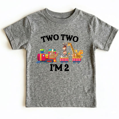2nd Birthday Shirt Safari Animal Train Birthday Toddler Tee Zoo Animals Childrens Outfit Kids Birthday Gift Two Two Train Clothng