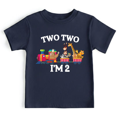2nd Birthday Shirt Safari Animal Train Birthday Toddler Tee Zoo Animals Childrens Outfit Kids Birthday Gift Two Two Train Clothng