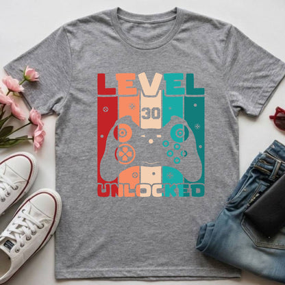 30th Birthday Shirt Level 30 Unlocked T-Shirt Gamer 30 Year Birthday Gift