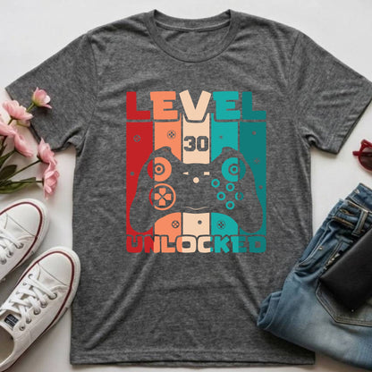 30th Birthday Shirt Level 30 Unlocked T-Shirt Gamer 30 Year Birthday Gift