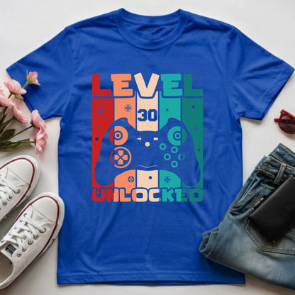 30th Birthday Shirt Level 30 Unlocked T-Shirt Gamer 30 Year Birthday Gift