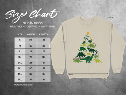 Dinosaur Christmas Tree Graphic Crewneck Sweatshirt