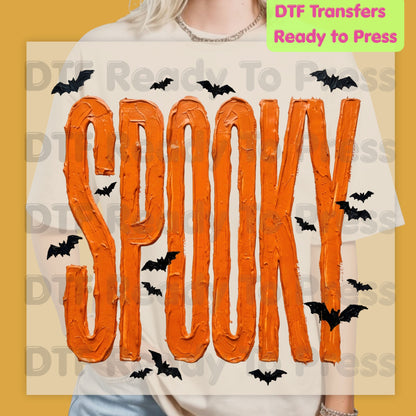Spooky Halloween Bats DTF Transfers, Orange Frosting Letters Halloween Season Ready to Press