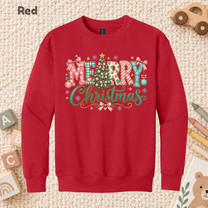Pastel Pink Bow Christmas T-Shirt, Merry Christmas Tree Graphic Tee, Cute Coquette Holiday Shirt