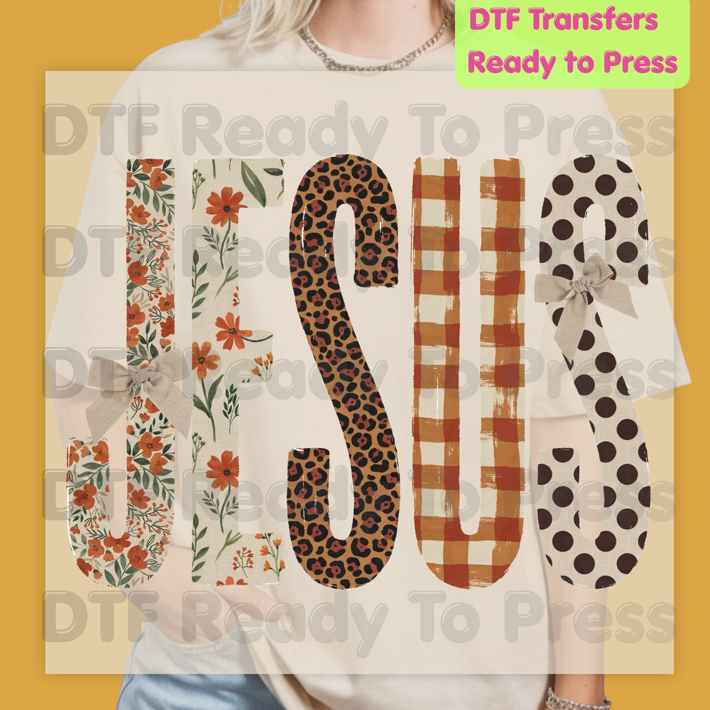 Jesus DTF Transfer Ready to Press