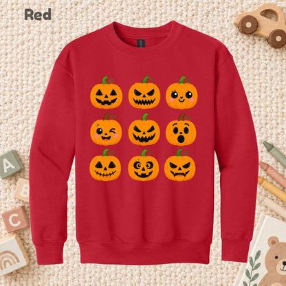 Pumpkin Faces Halloween T-Shirt for Toddler and Kids