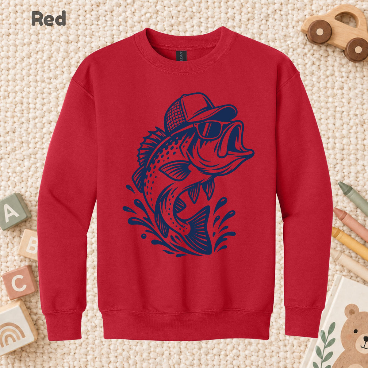 Funny Bass Fishing T-Shirt, Bass Fish with Sunglasses and Trucker Hat Graphic Tee, Fisherman Gift Shirt