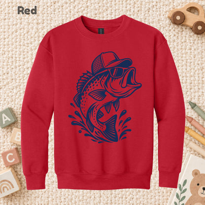 Funny Bass Fishing T-Shirt, Bass Fish with Sunglasses and Trucker Hat Graphic Tee, Fisherman Gift Shirt
