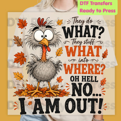 Funny Thanksgiving Turkey DTF Transfers, They Stuff What Into Where Sarcastic Fall Ready to Press
