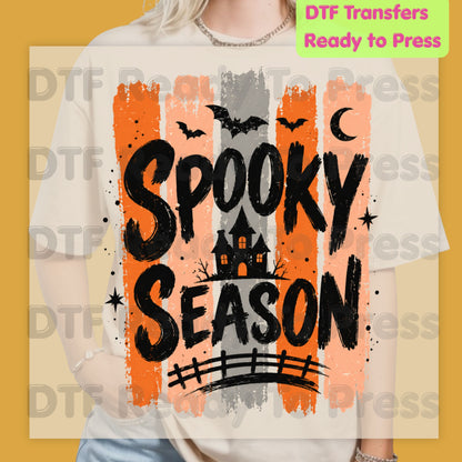 Spooky Season Halloween DTF Transfers, Haunted House Vintage Retro Ready to Press