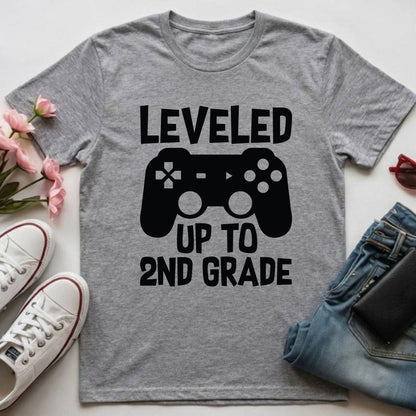 School Grade Shirt Leveled up to Kindergarten Pre-K First Grade Second Grade Third Grade Fourth Grade Fifth Grade Gamer Kids School Tees