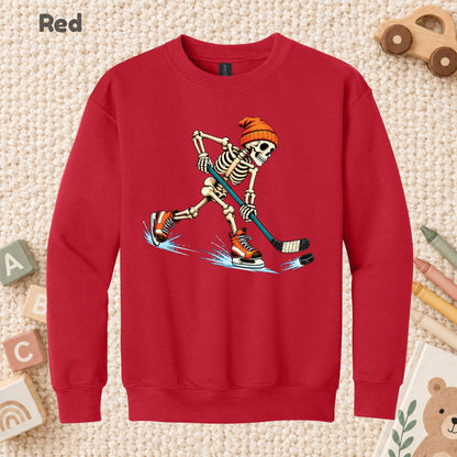 Hockey Skeleton T-Shirt, Skating Skeleton Beanie Graphic Tee, Ice Hockey Sweatshirt