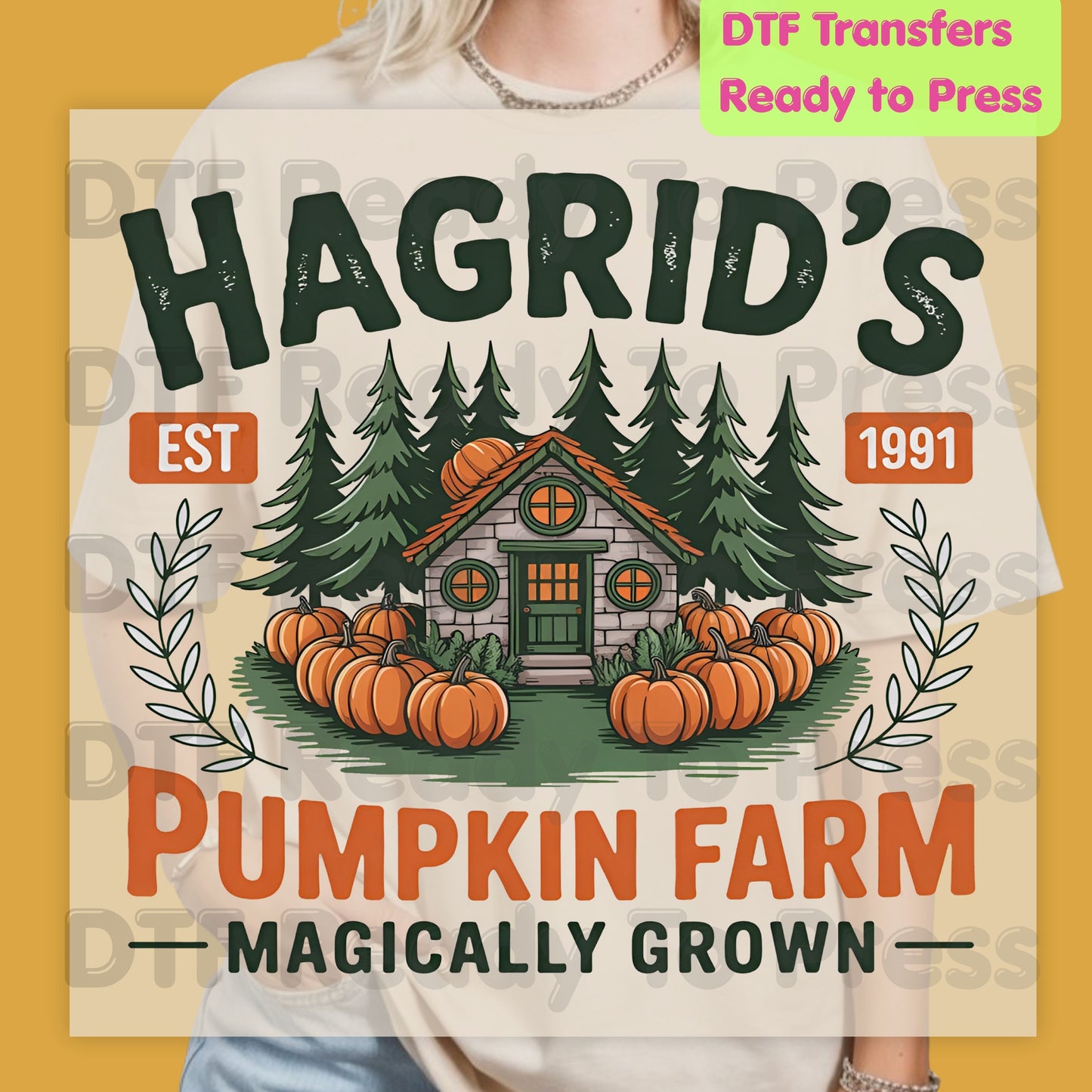 Hagrid's Pumpkin Farm DTF Transfer Ready to Press Magically Grown Autumn Patch Heat Transfer Shirts Magical Halloween Graphic Tees