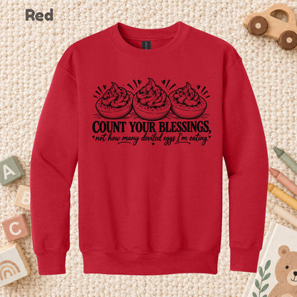 Thanksgiving T-Shirt, Count Your Blessings Deviled Eggs Graphic Tee, Funny Fall Holiday Shirt
