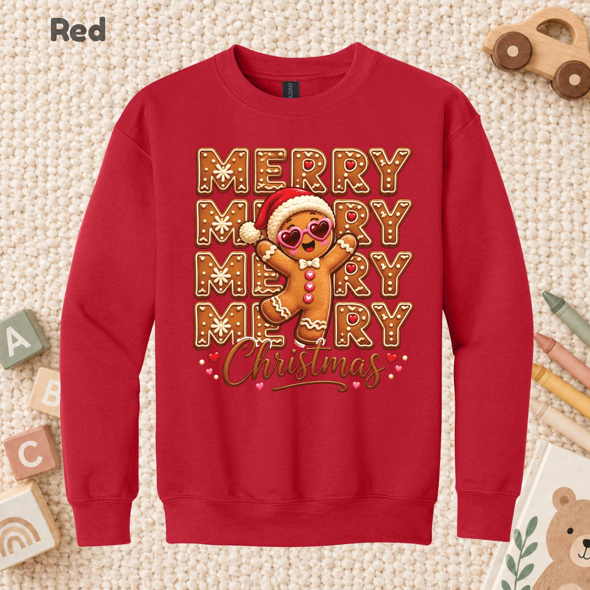Funny Gingerbread Christmas T-Shirt, Merry Gingerbread Man with Sunglasses Graphic Tee, Cute Holiday Shirt