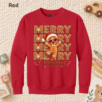 Funny Gingerbread Christmas T-Shirt, Merry Gingerbread Man with Sunglasses Graphic Tee, Cute Holiday Shirt
