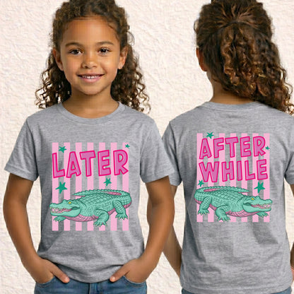 Later Gator Alligator Summer T Shirt After A While Crocodile Summer Vacation Tees Front Back Print Funny Graphic Beach Trip Shirts