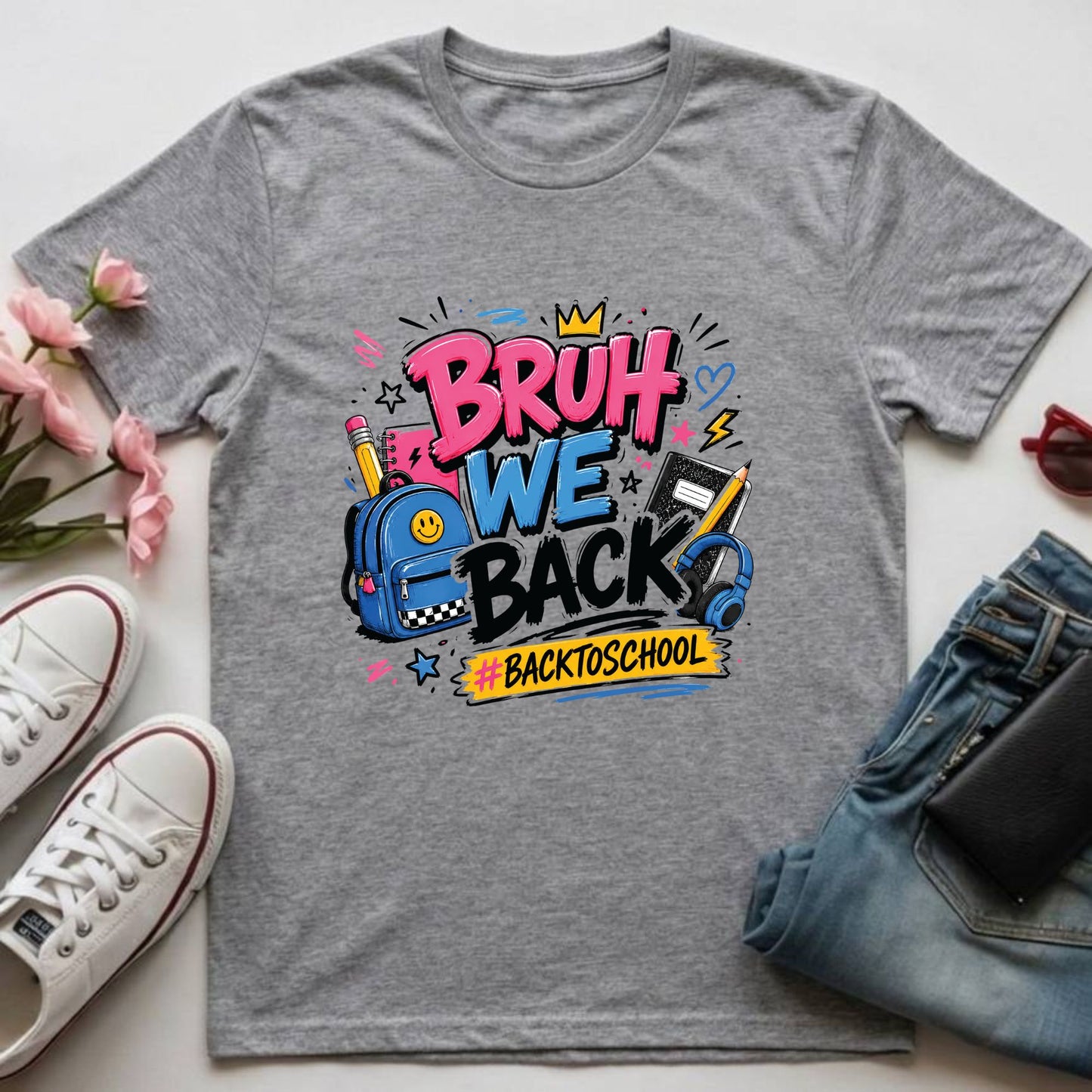 Bruh We Back to School T Shirt Retro Welcome Back to School Kids shirt Youth School Student Funny Gift Tees