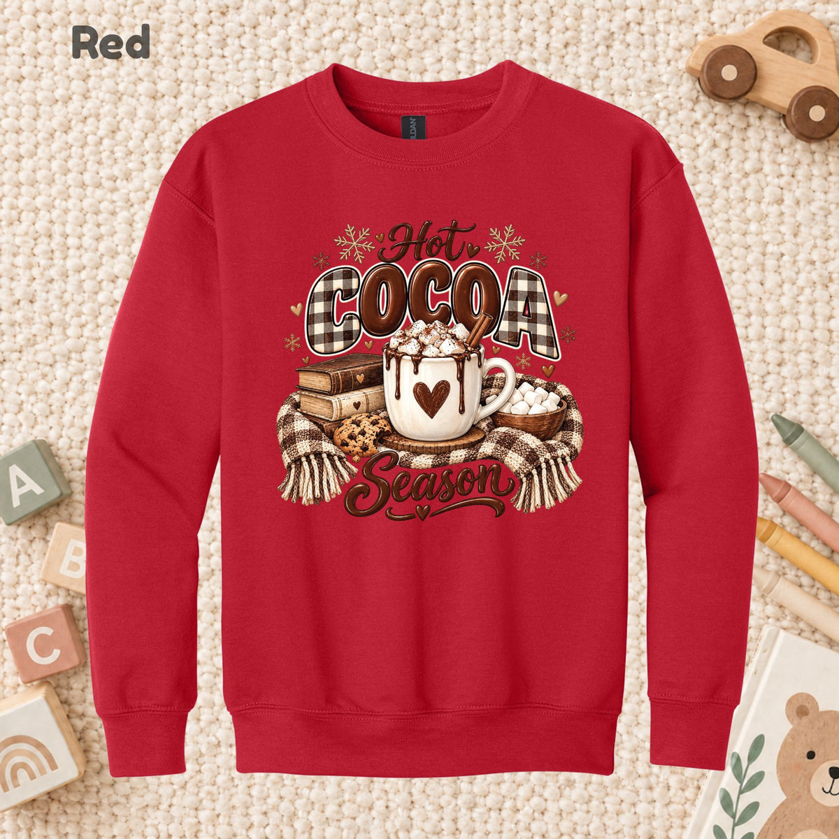 Hot Cocoa Season T-Shirt, Books and Cookies Christmas Tee, Cozy Winter Sweatshirt