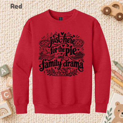 Funny Thanksgiving T-Shirt, Just Here for the Pie Turkey Tee, Fall Family Dinner Sweatshirt