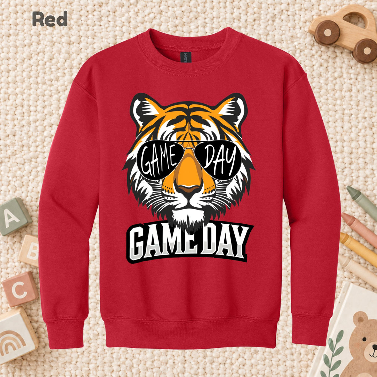 Game Day Tiger Mascot T-Shirt, Football Sports Sunglasses Team Spirit Tee for Toddler and Kids