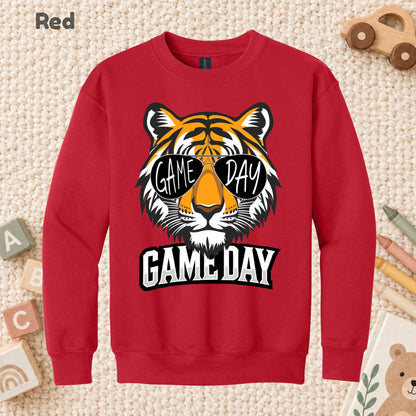 Game Day Tiger Mascot T-Shirt, Football Sports Sunglasses Team Spirit Tee for Toddler and Kids