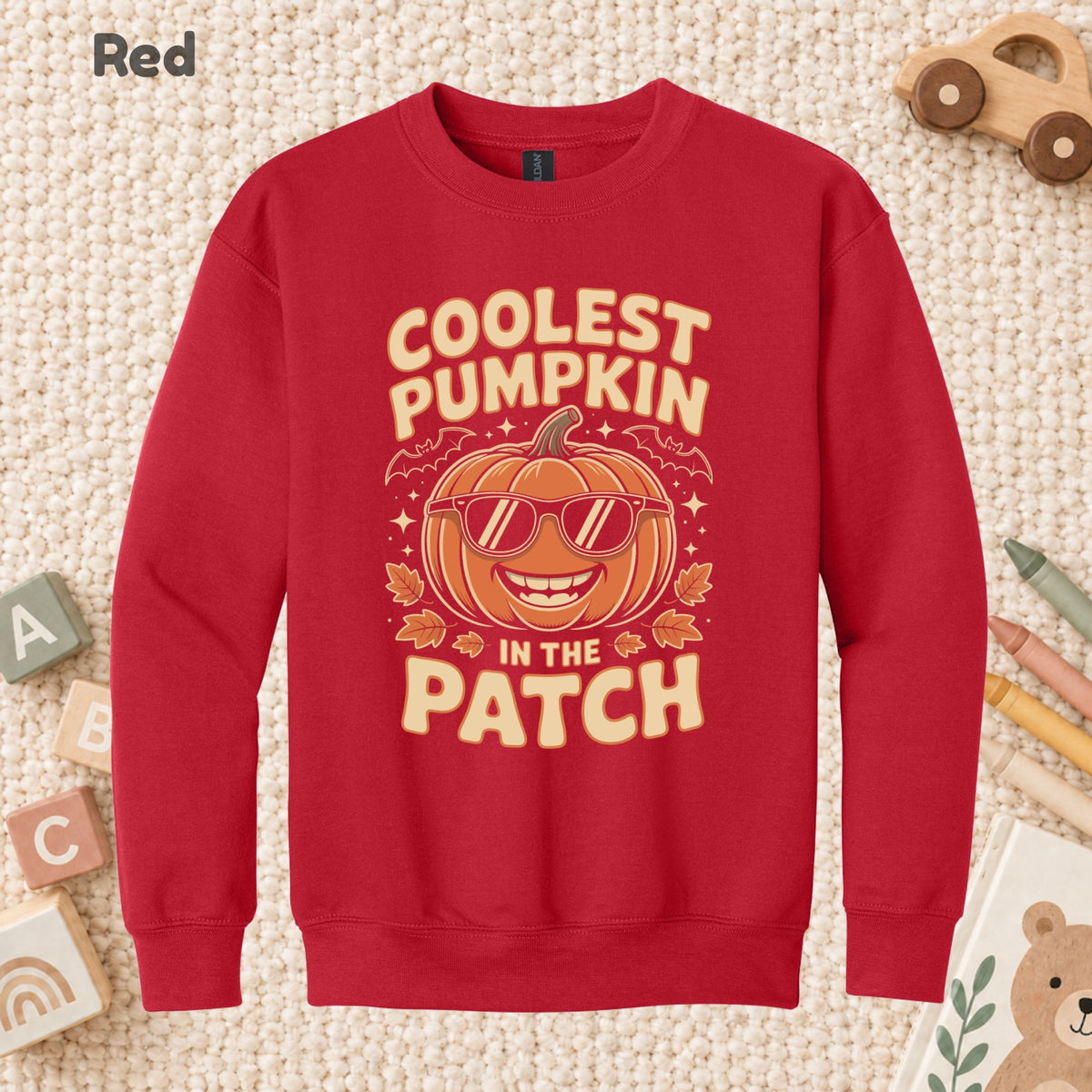 Coolest Pumpkin in the Patch T-Shirt, Retro Halloween Sunglasses Fall Season Tee for Toddler and Kids