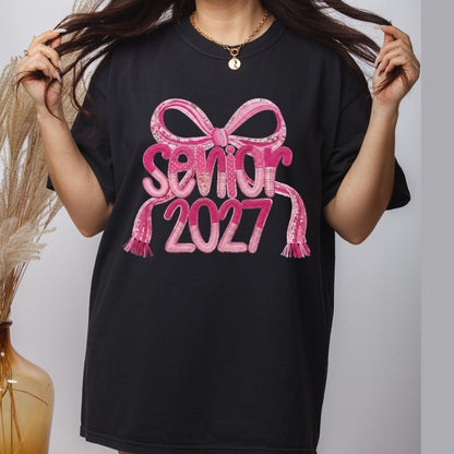 Senior 2027 DTF Gang Sheet Senior Sunrise Premade DTF Transfer Ready to Press Leopard Bow Graduation Heat Transfer For Shirts Trendy