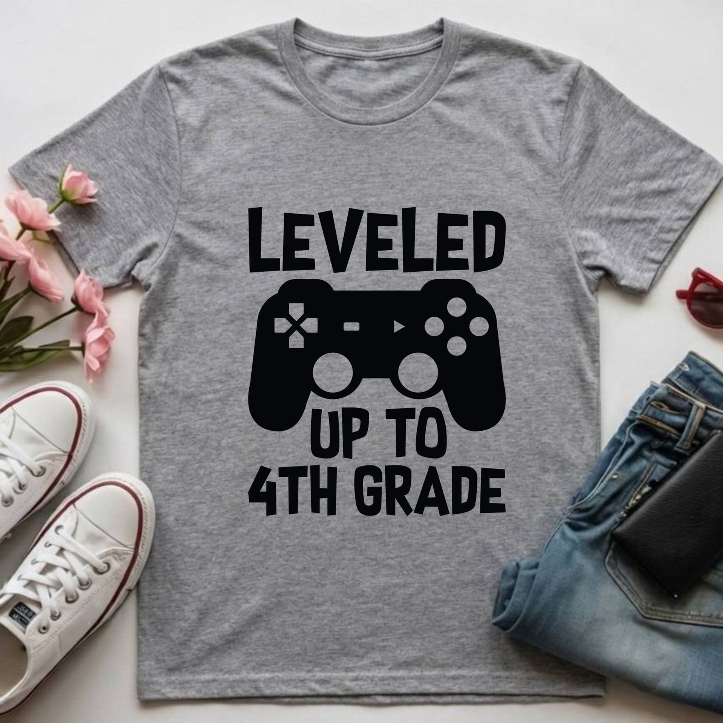 School Grade Shirt Leveled up to Kindergarten Pre-K First Grade Second Grade Third Grade Fourth Grade Fifth Grade Gamer Kids School Tees