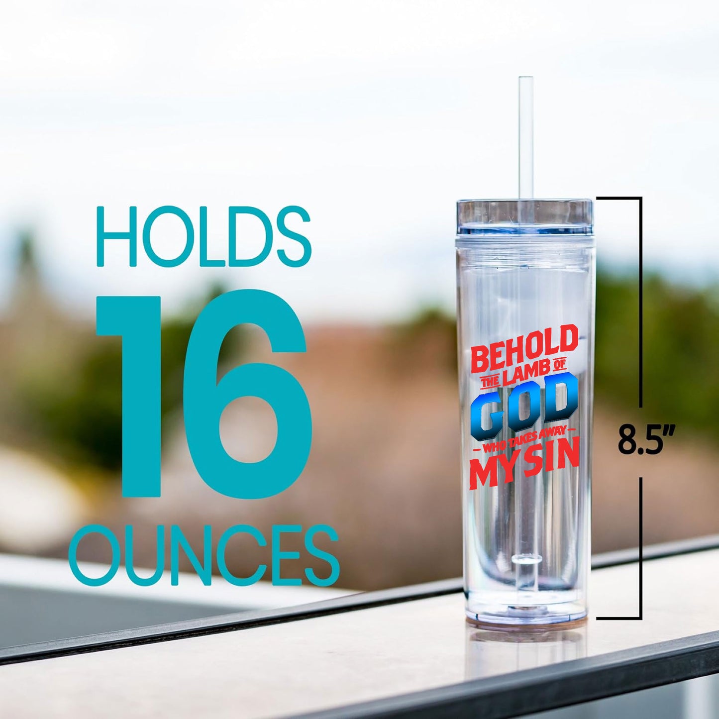 Custom Acrylic Tumblers Reusable Durable Clear Skinny Tumblers with Lids and Straws - 16 oz
