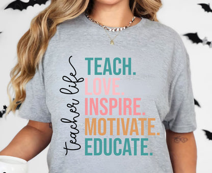 Teacher Premade Gang Sheet Teacher DTF Transfer Ready to Press Designs Teach Heat Transfer For Shirts Teacher Life Gifts