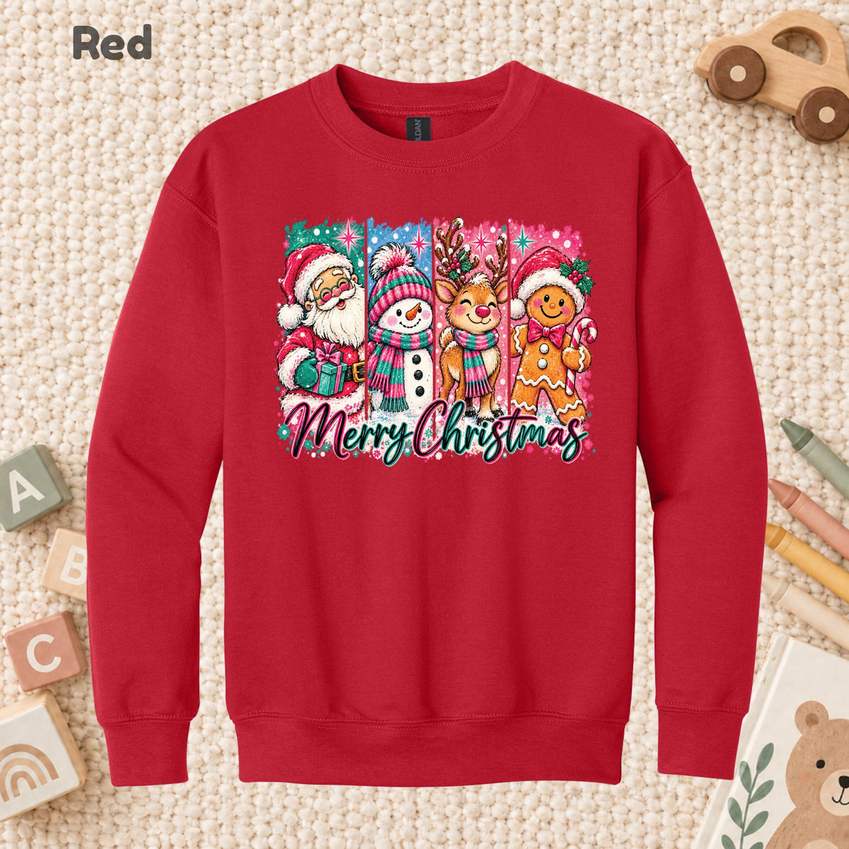 Christmas Characters T-Shirt, Santa Snowman Reindeer Gingerbread Tee, Holiday Sweatshirt