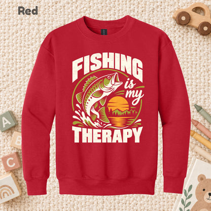 Fishing Is My Therapy T-Shirt, Bass Fish Sunset Graphic Tee, Outdoor Fishing Shirt, Fisherman Gift