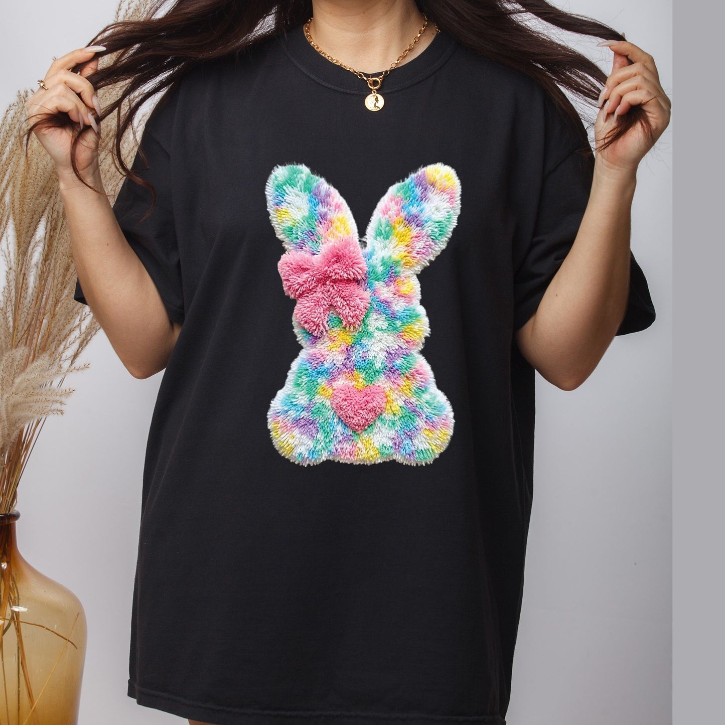 Easter Faux Yarn Printed Premade Gang Sheet Christian Easter DTF Gang Sheet Bunny Character Ready For Press Bible Verse Heat Transfer Gang