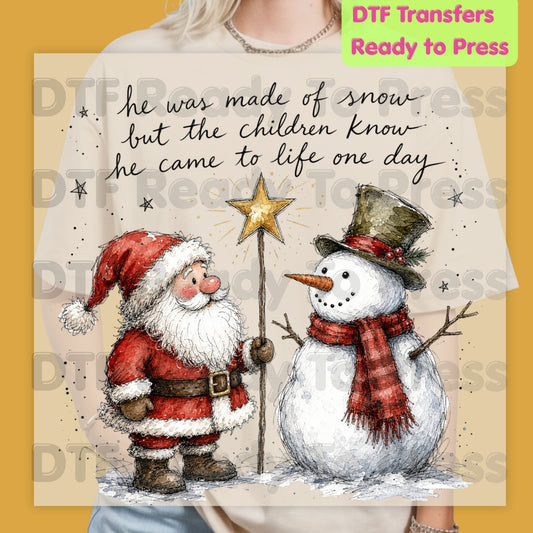 Frosty Snowman DTF Transfers, Santa Came to Life Christmas Quote Holiday Ready to Press
