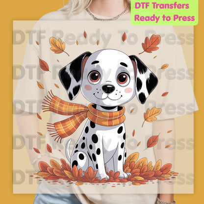 Fall Dalmatian DTF Transfer Ready to Press
