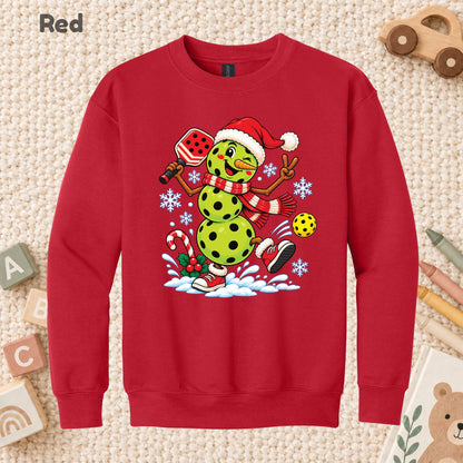 Pickleball Snowman Christmas T-Shirt, Santa Hat and Paddle Graphic Tee, Funny Holiday Sports Shirt