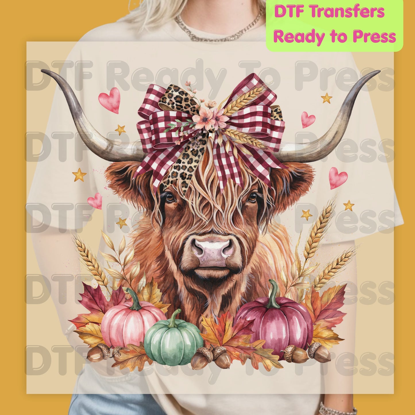 Fall Highland Cow DTF Transfer Ready to Press