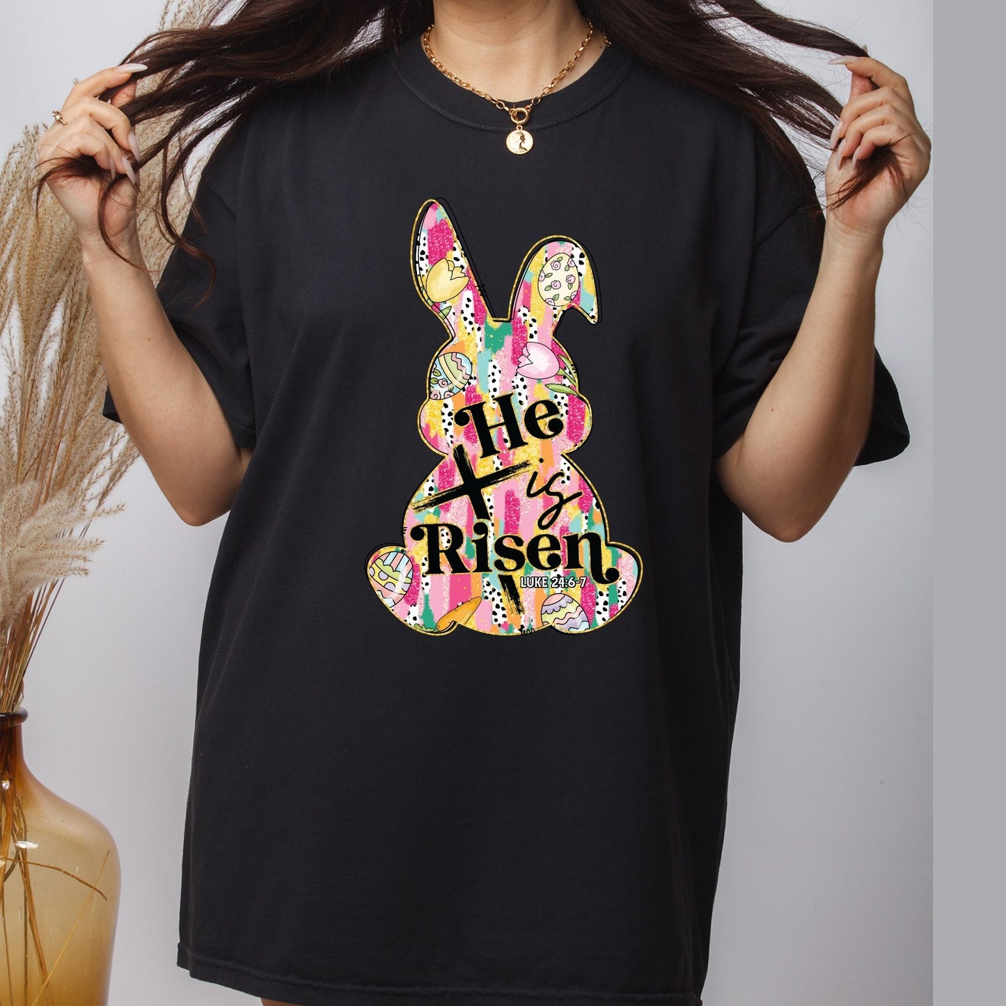 He is Risen Easter Bunny DTF Transfer ready to Press