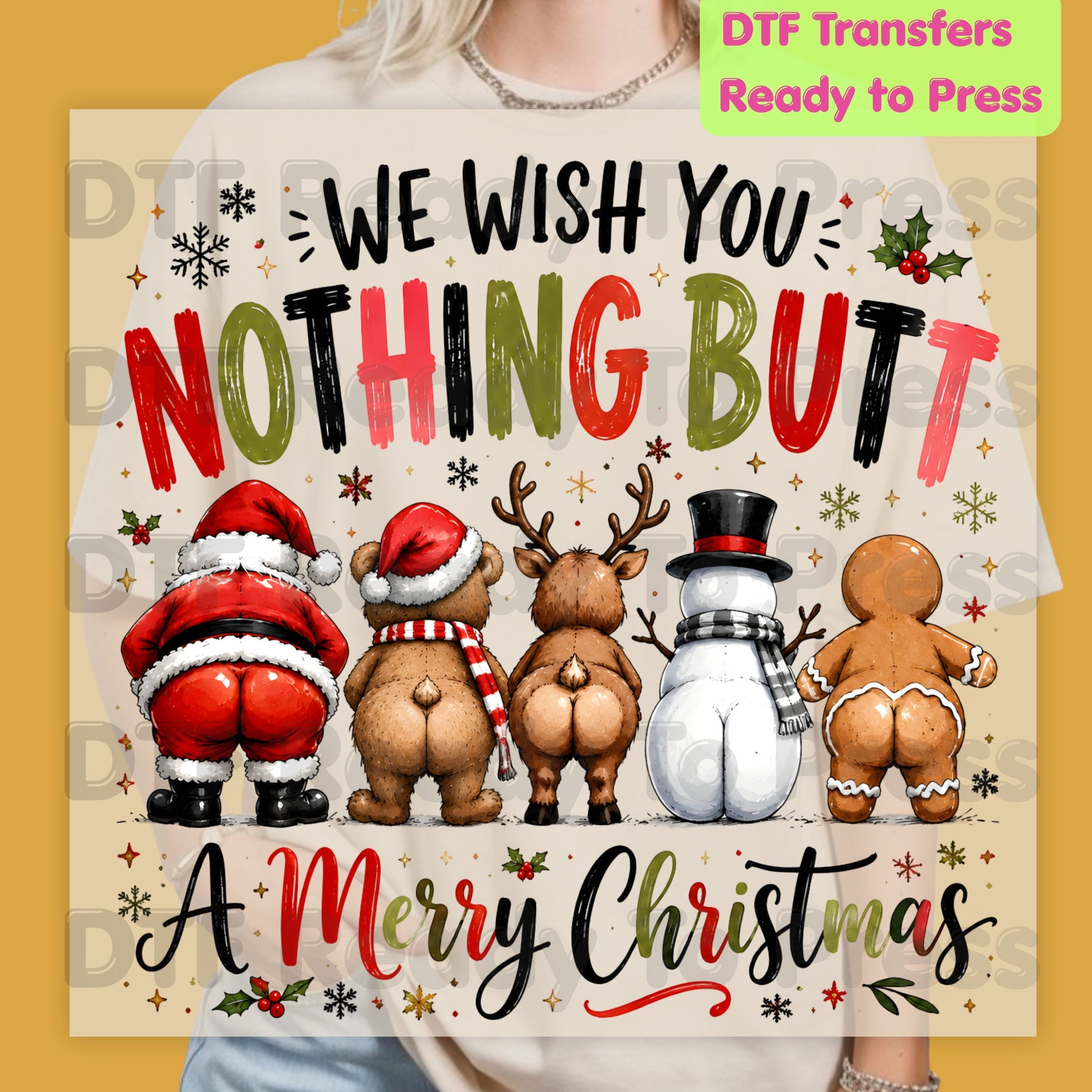 Funny Christmas DTF Transfers, Nothing Butt a Merry Christmas Santa Bear Reindeer Snowman Gingerbread Ready to Press