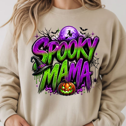 Halloween Mama Sweatshirt Spooky Mom T Shirts Fall Season Ghost Tees