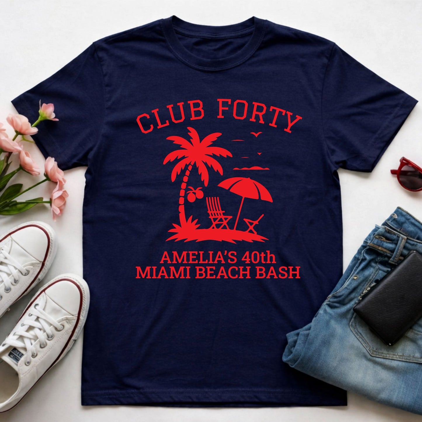 40th Birthday Shirt Custom Miami Beach Bash T-Shirt Personalized