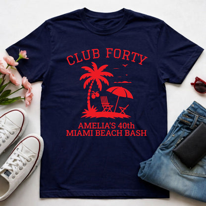 40th Birthday Shirt Custom Miami Beach Bash T-Shirt Personalized