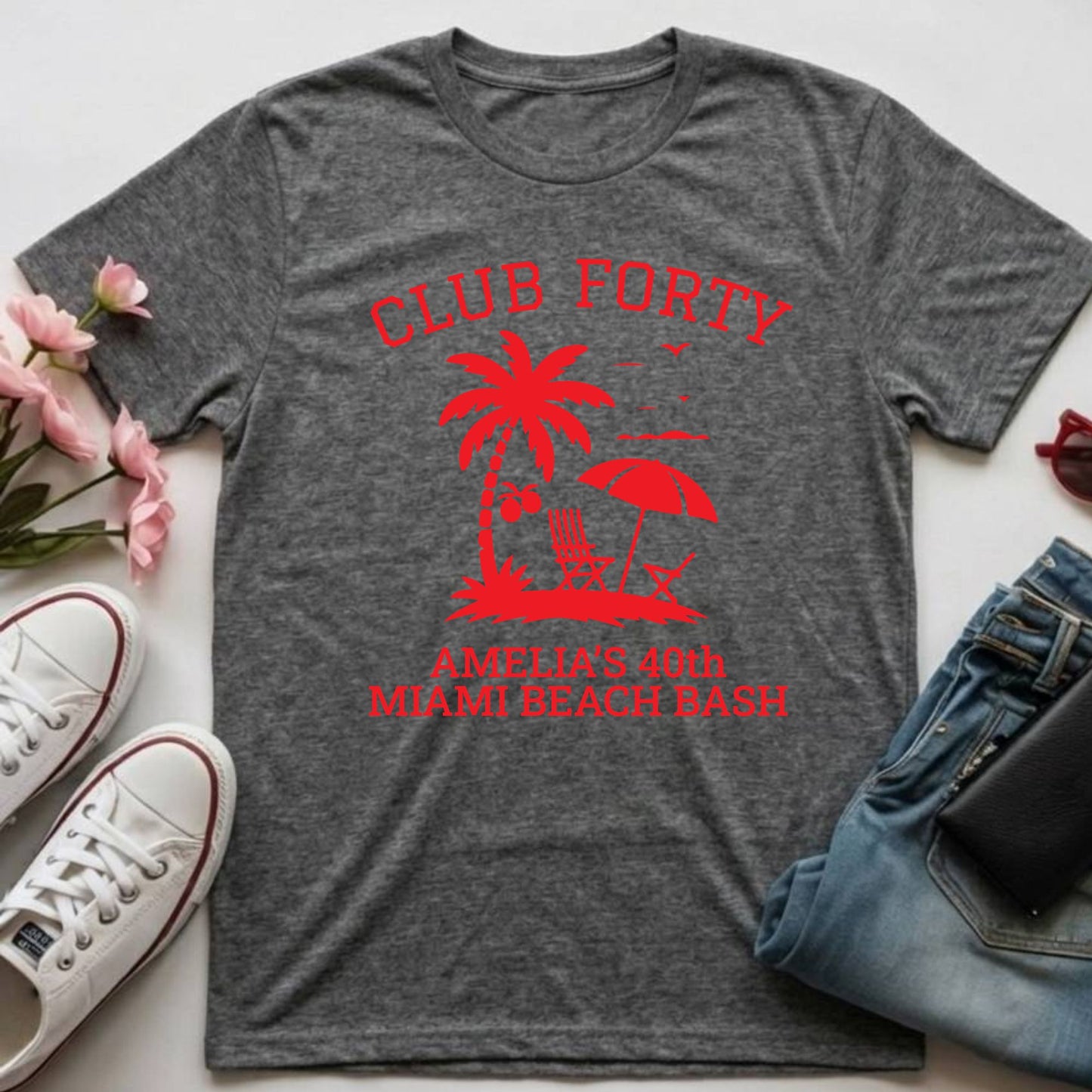 40th Birthday Shirt Custom Miami Beach Bash T-Shirt Personalized