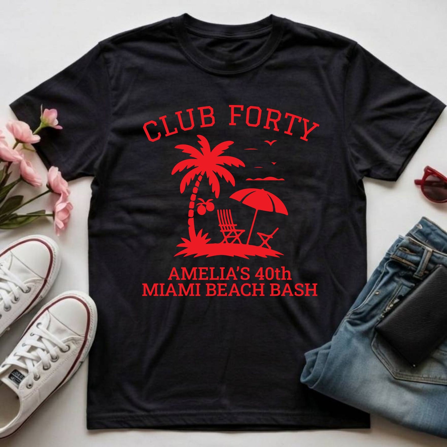40th Birthday Shirt Custom Miami Beach Bash T-Shirt Personalized