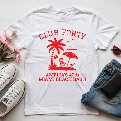 40th Birthday Shirt Custom Miami Beach Bash T-Shirt Personalized