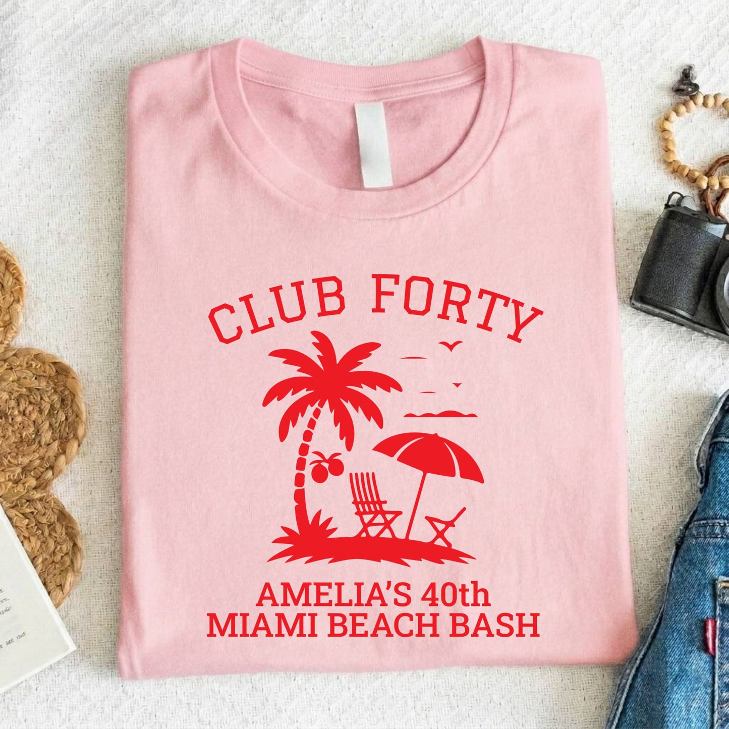 40th Birthday Shirt Custom Miami Beach Bash T-Shirt Personalized