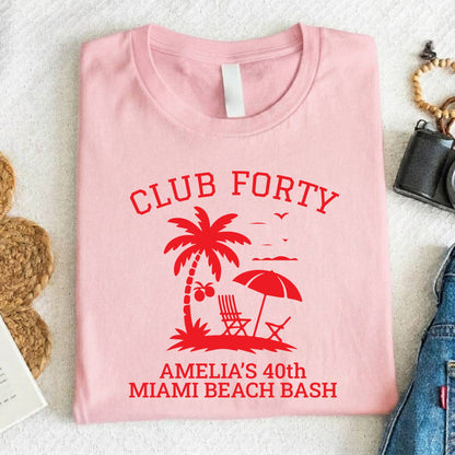 40th Birthday Shirt Custom Miami Beach Bash T-Shirt Personalized