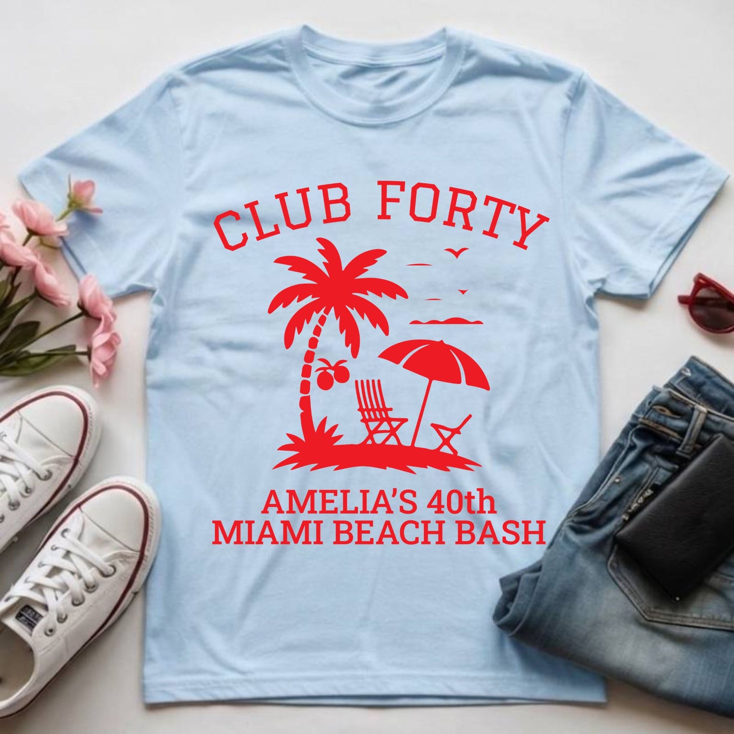 40th Birthday Shirt Custom Miami Beach Bash T-Shirt Personalized